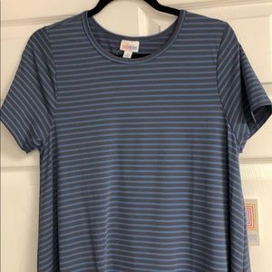 LuLaroe Carly M NWT Blue and Dark Grey stripe